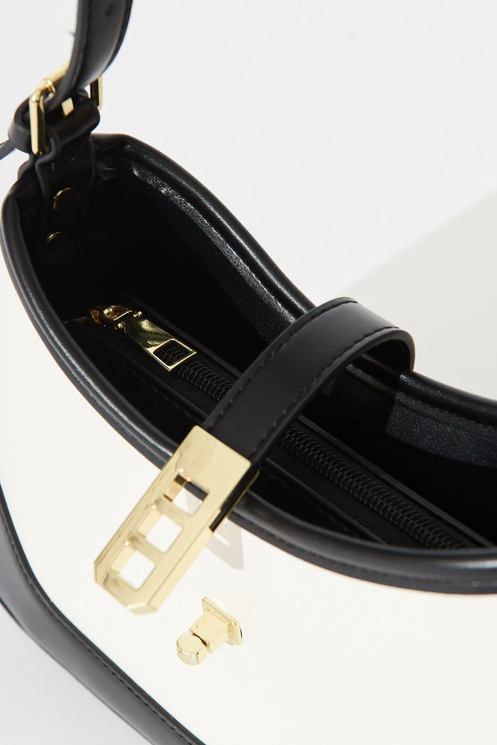 August + Delilah Annmarie Hobo Bag In Black And Cream - top detail