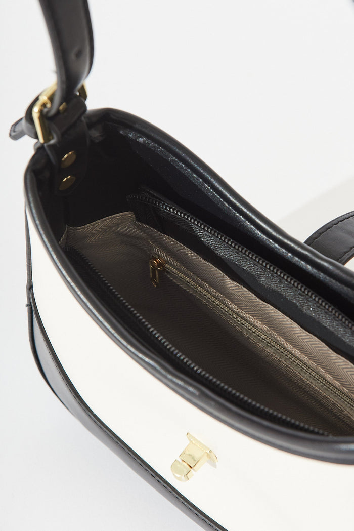August + Delilah Annmarie Hobo Bag In Black And Cream - top detail