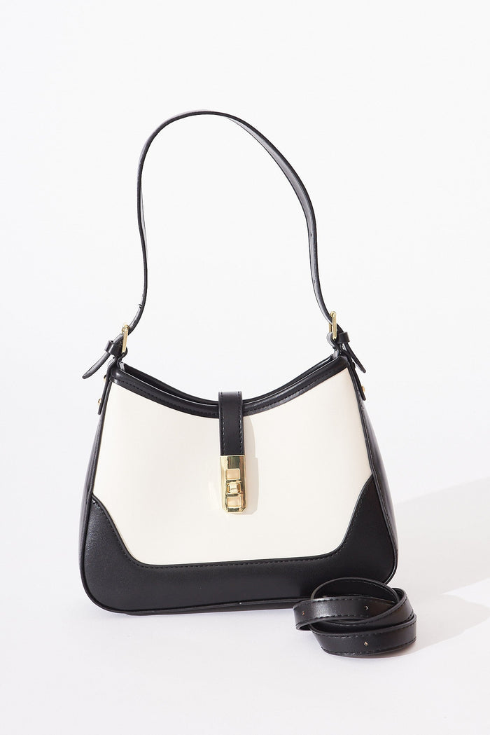 August + Delilah Annmarie Hobo Bag In Black And Cream - front