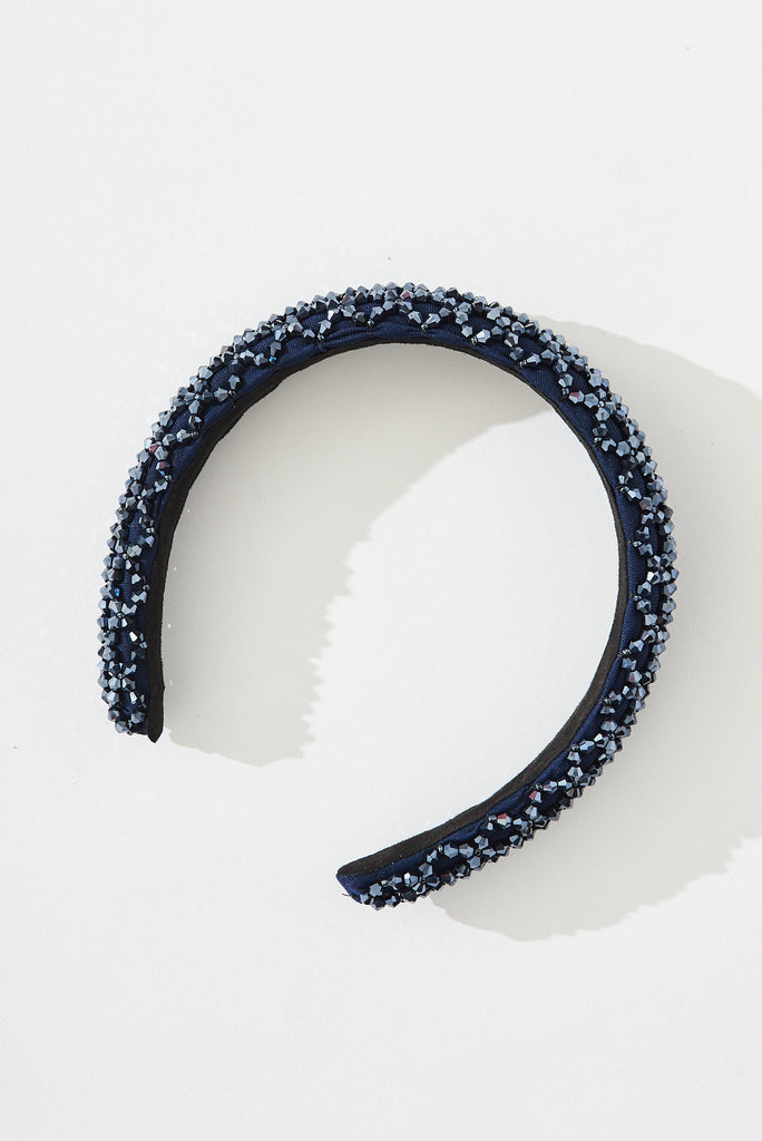 August + Delilah Sparks Headband In Navy Sequin - front