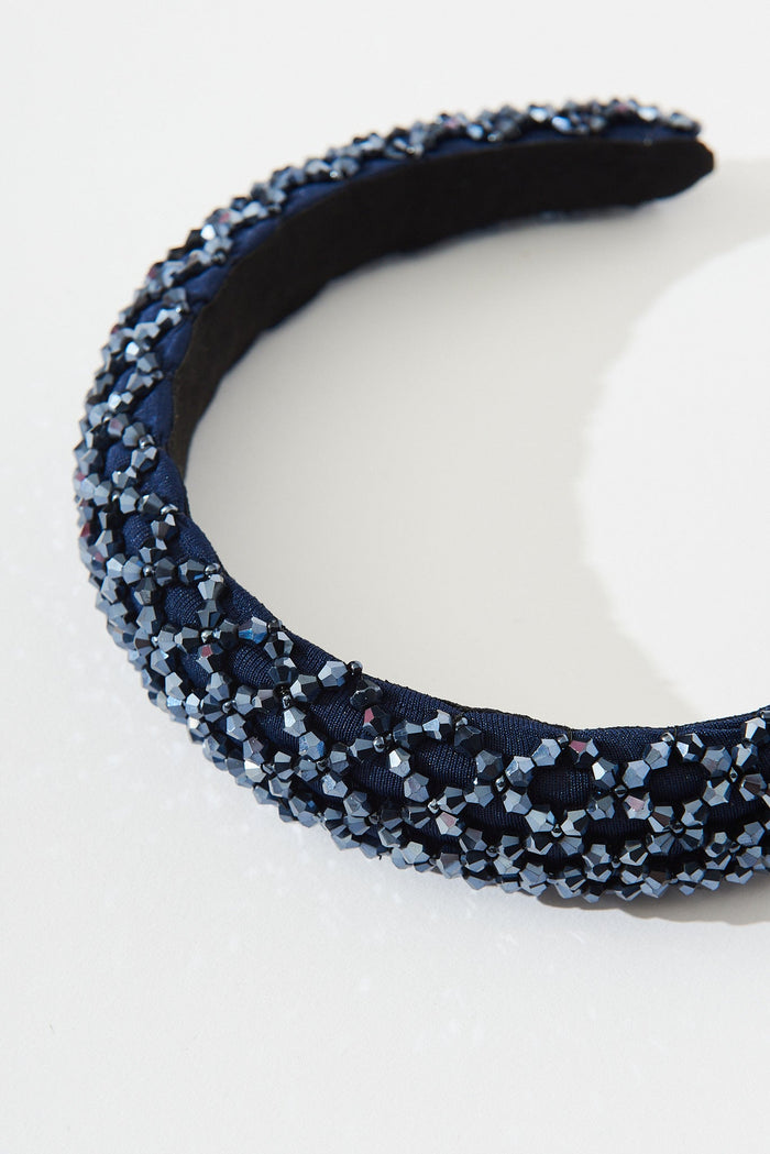 August + Delilah Sparks Headband In Navy Sequin - detail