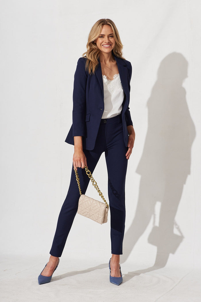 Workflow Skinny Pants In Navy - full length