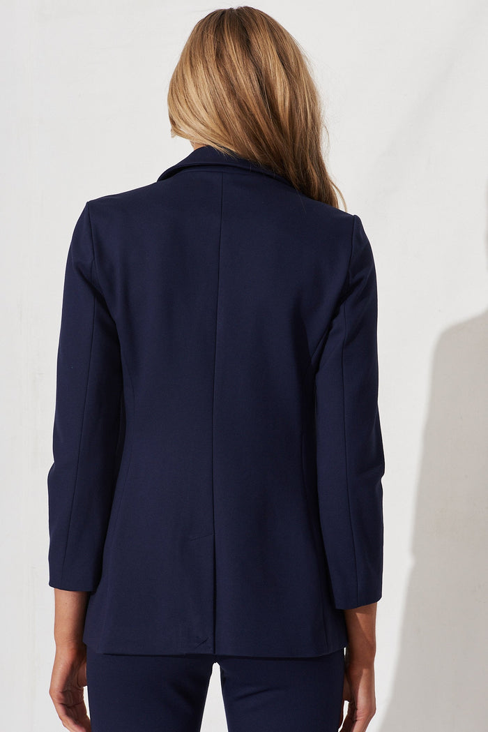 Workflow Stretch Blazer In Navy - back