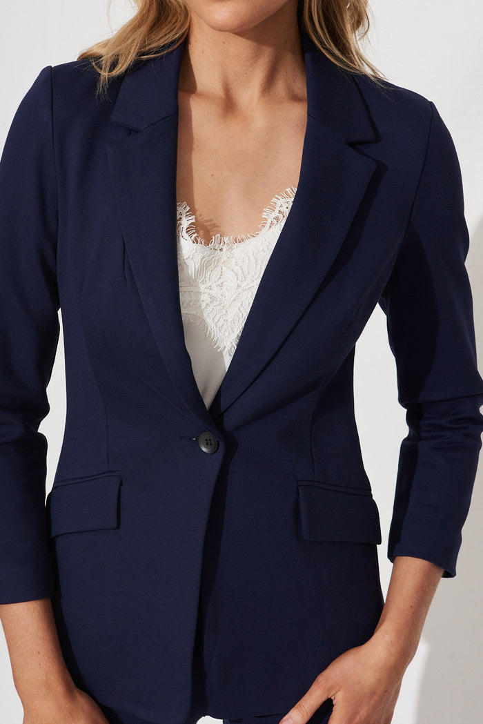 Workflow Stretch Blazer In Navy - detail