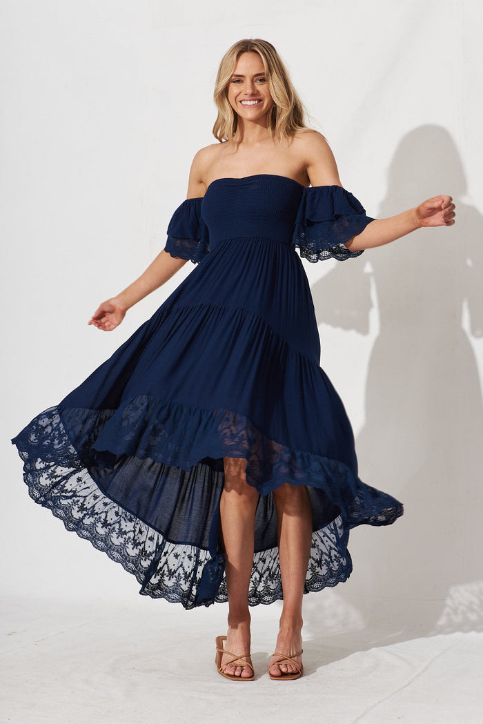 Lilla Maxi Dress In Navy - full length