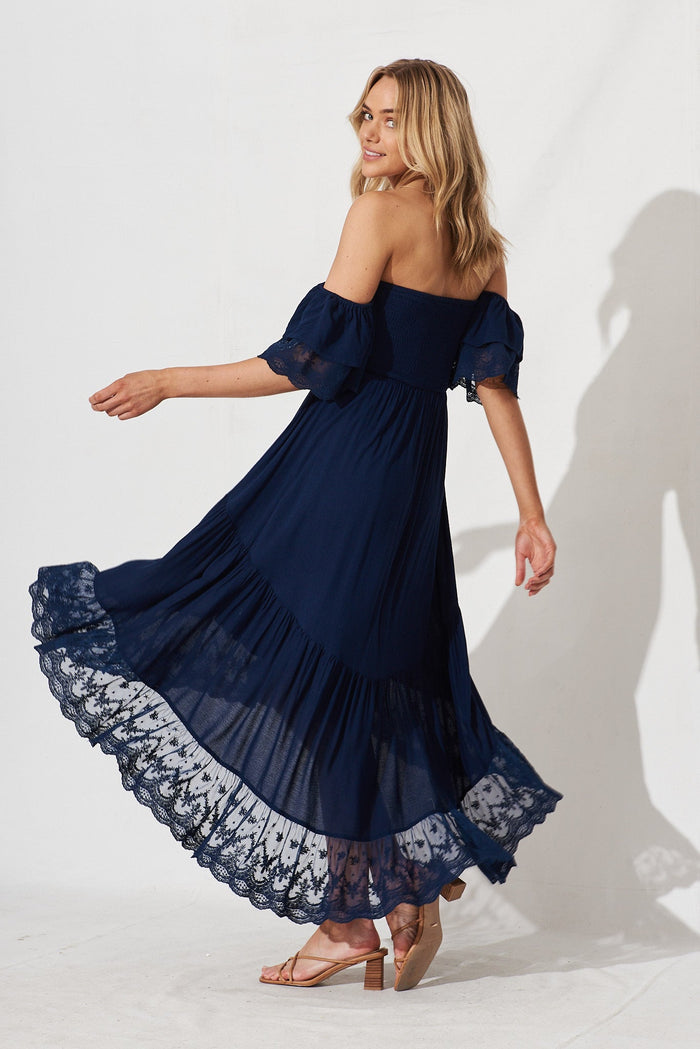 Lilla Maxi Dress In Navy - back