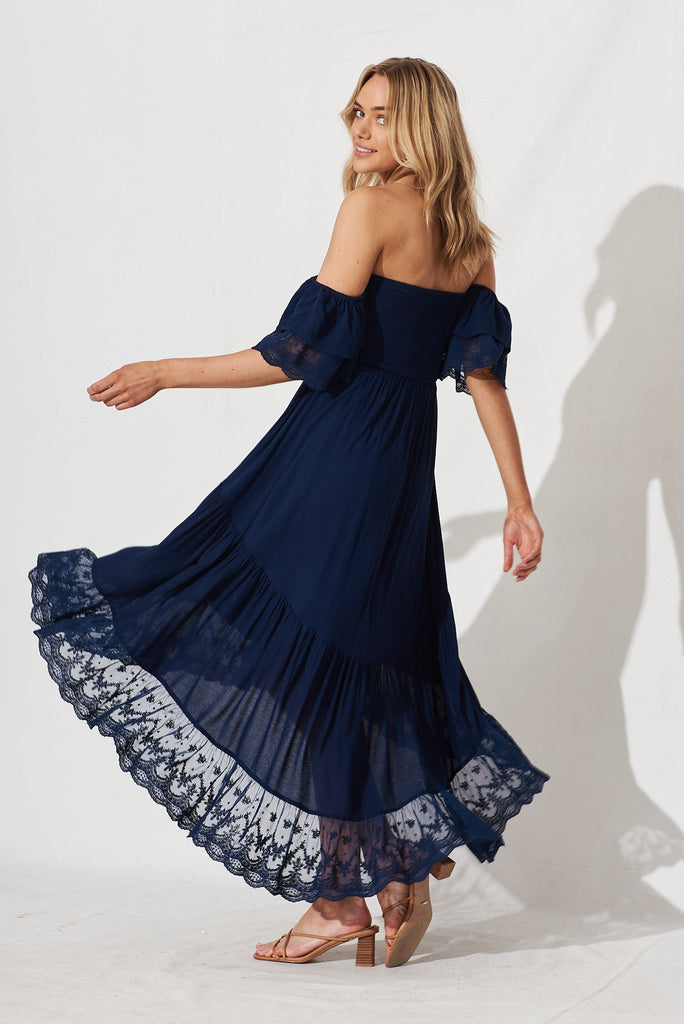 Lilla Maxi Dress In Navy - back