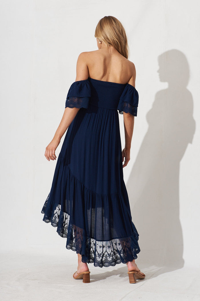 Lilla Maxi Dress In Navy - back