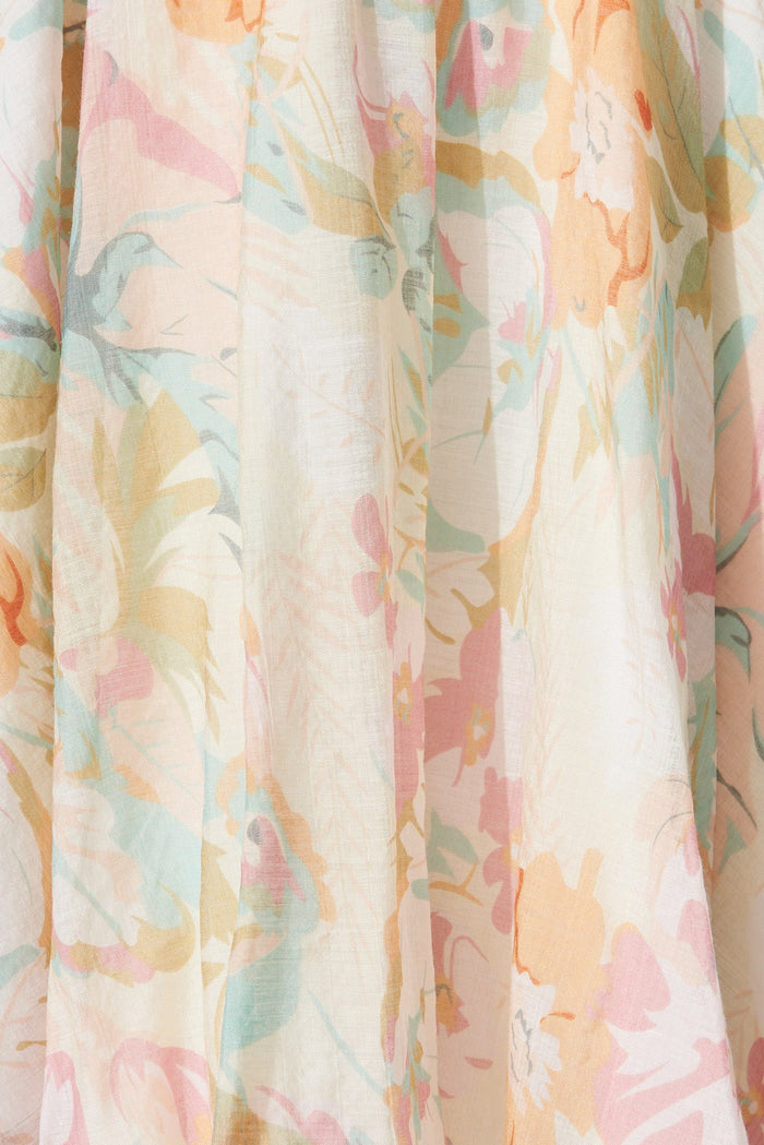 Dancee Dress In White With Pastel Multi - fabric