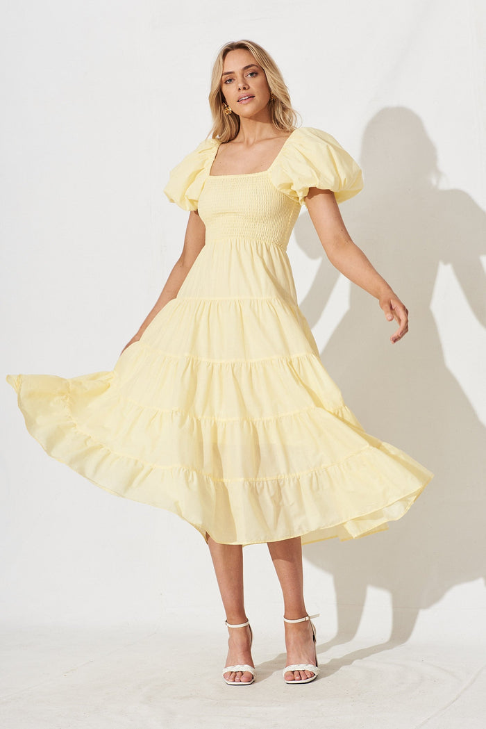 Kaitlyn Midi Dress In Yellow - full length