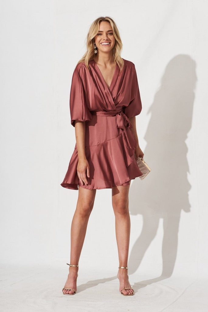 Brylie Dress In Dusty Pink Satin - St Frock (Dev)