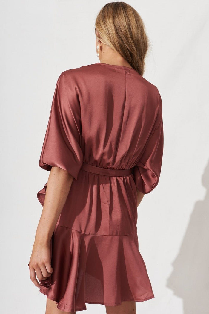 Brylie Dress In Dusty Pink Satin - St Frock (Dev)