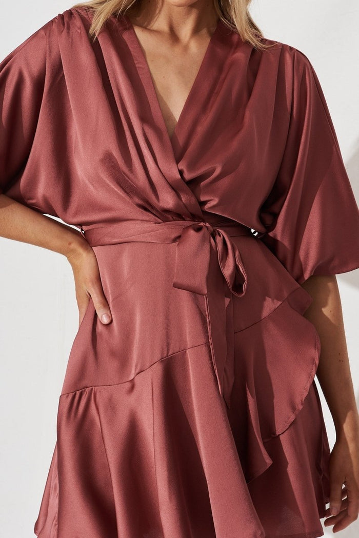 Brylie Dress In Dusty Pink Satin - St Frock (Dev)