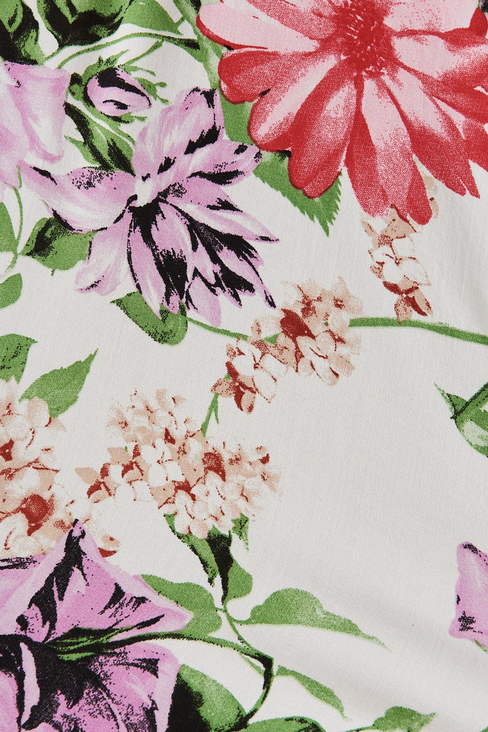 Pansy Top In White With Multi Floral - fabric