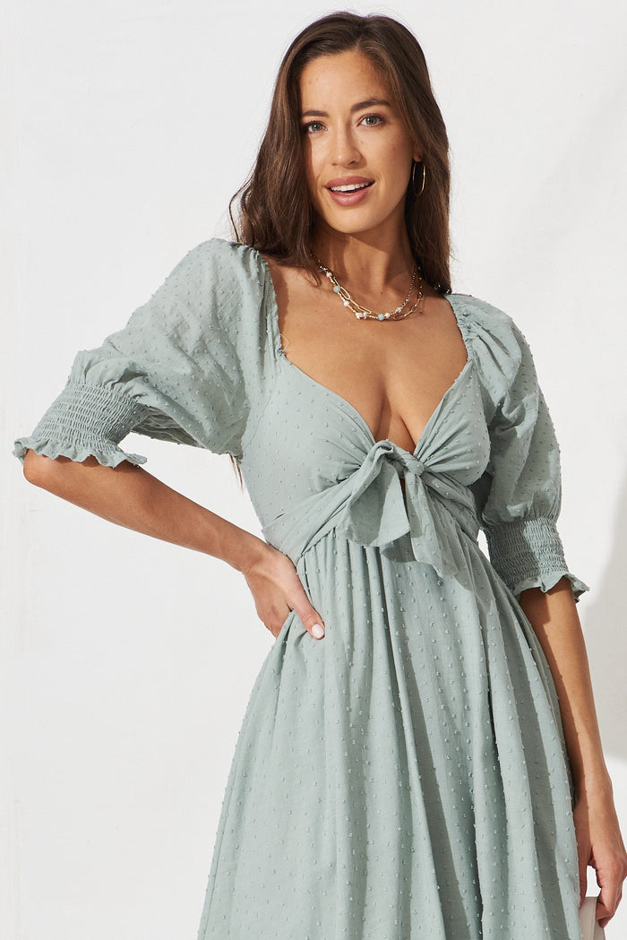 Avila Midi Dress In Sage Green - front