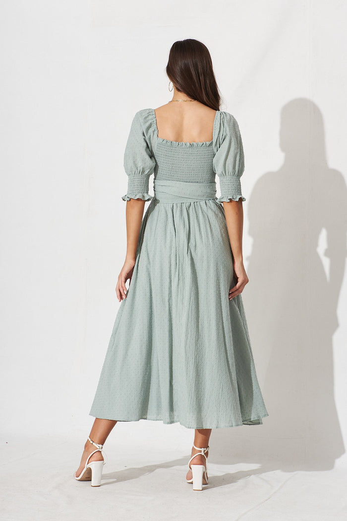 Avila Midi Dress In Sage Green - back