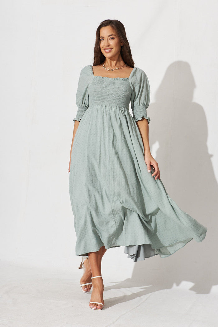 Avila Midi Dress In Sage Green - full length
