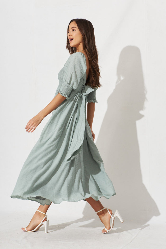 Avila Midi Dress In Sage Green - side