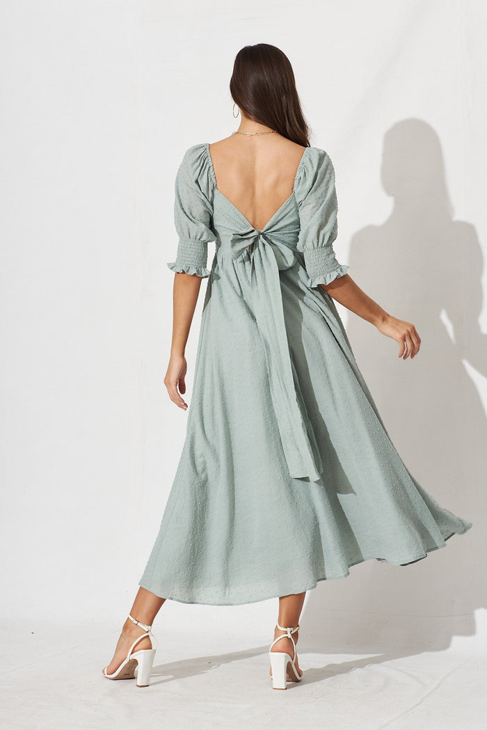 Avila Midi Dress In Sage Green - back