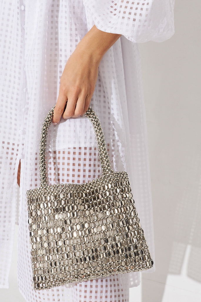August + Delilah Mariah Bag In Silver Diamante - St Frock (Dev)