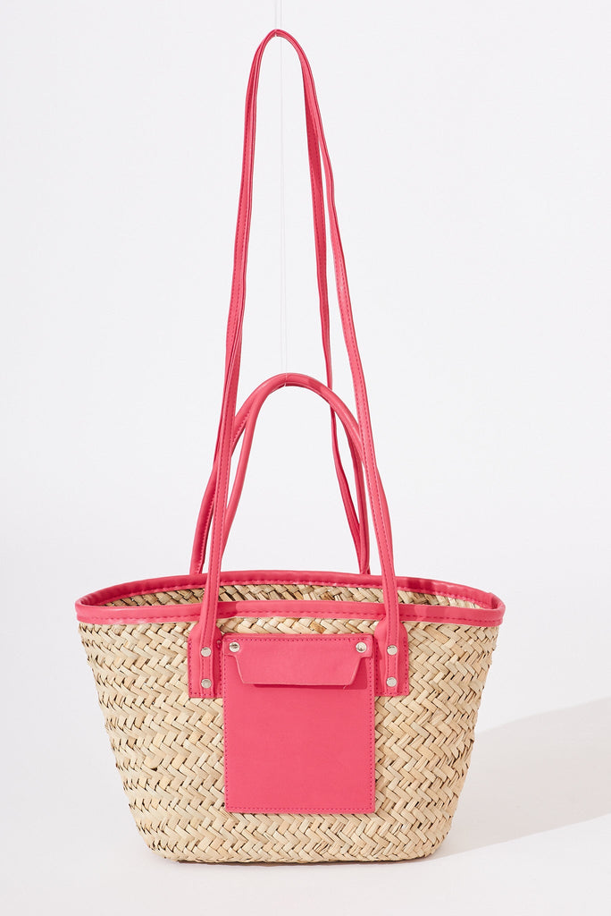 August + Delilah Sharon Straw Bag In Pink - front