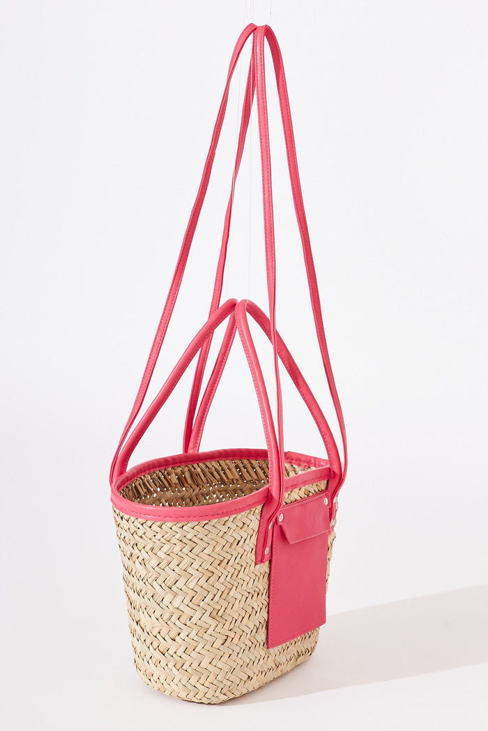 August + Delilah Sharon Straw Bag In Pink - side