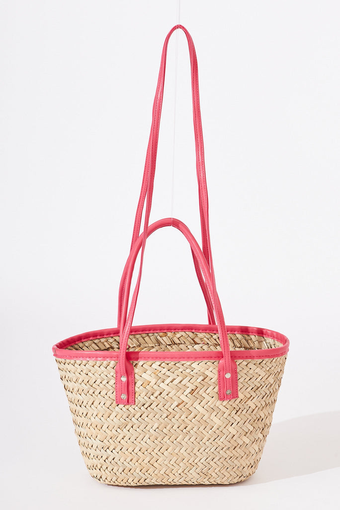 August + Delilah Sharon Straw Bag In Pink - back