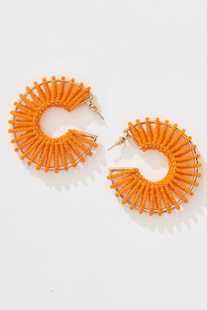 August + Delilah Nyda Hoop Earrings In Orange - front