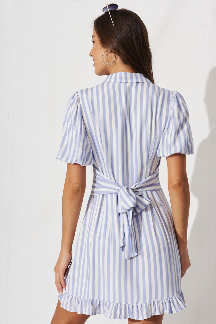 Villie Shirt Dress In Blue Stripe - back