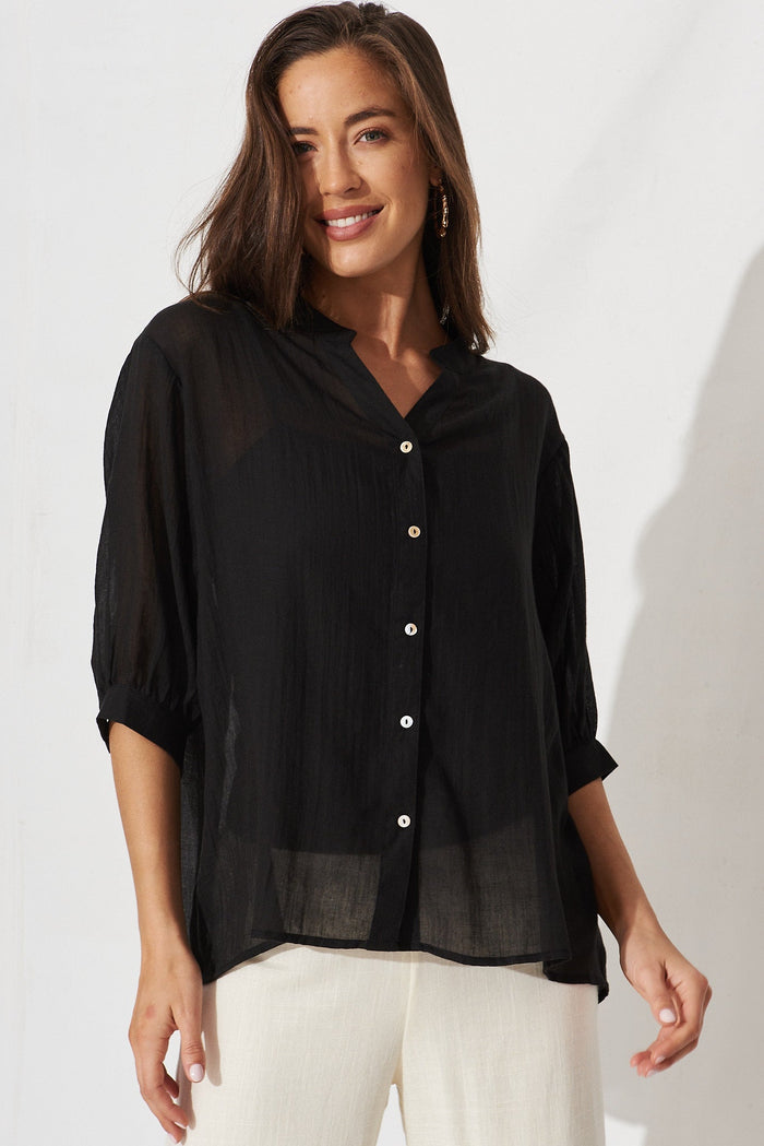 Trinka Smock Top In Black - front