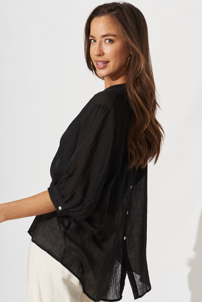 Trinka Smock Top In Black - side