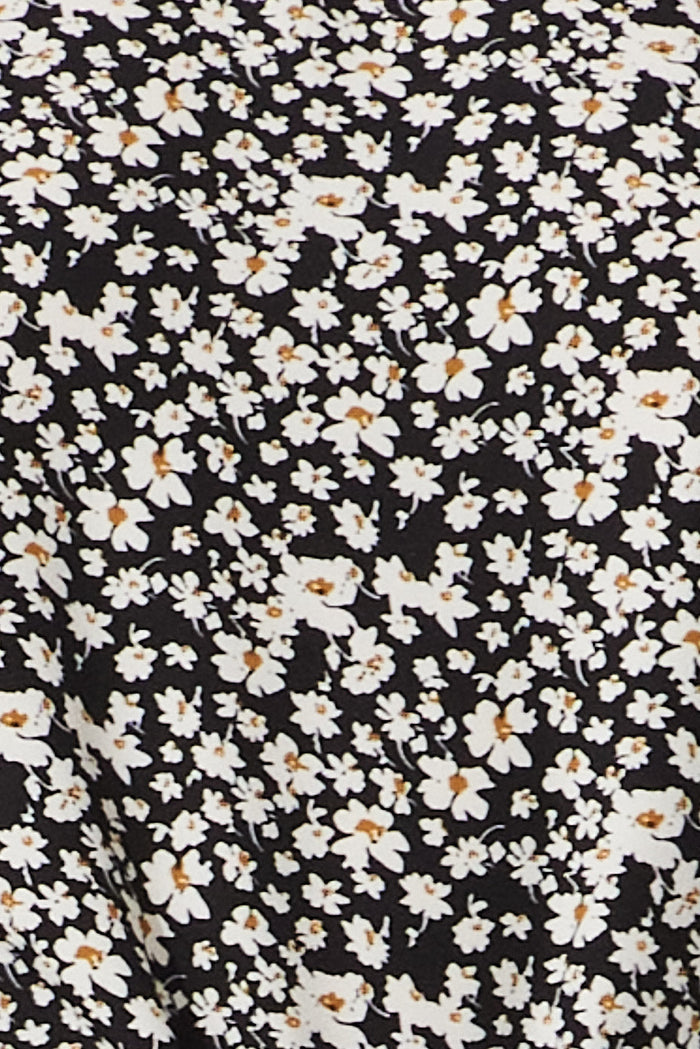 Rejina Top In Black With White Floral - fabric