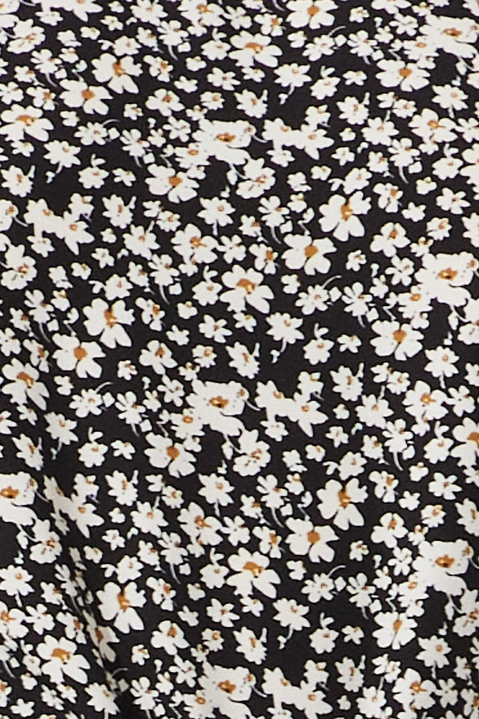 Rejina Top In Black With White Floral - fabric