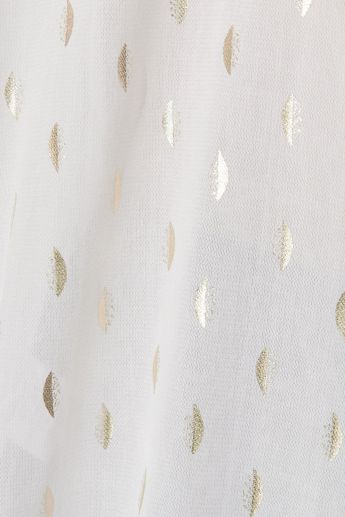 Windbreaker Top In White With Gold Foil Print - fabric