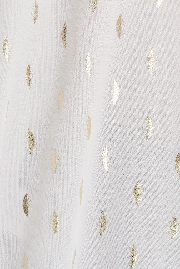 Windbreaker Top In White With Gold Foil Print - fabric