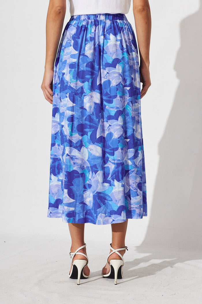 High Tea Skirt In Blue Geometric Floral - back