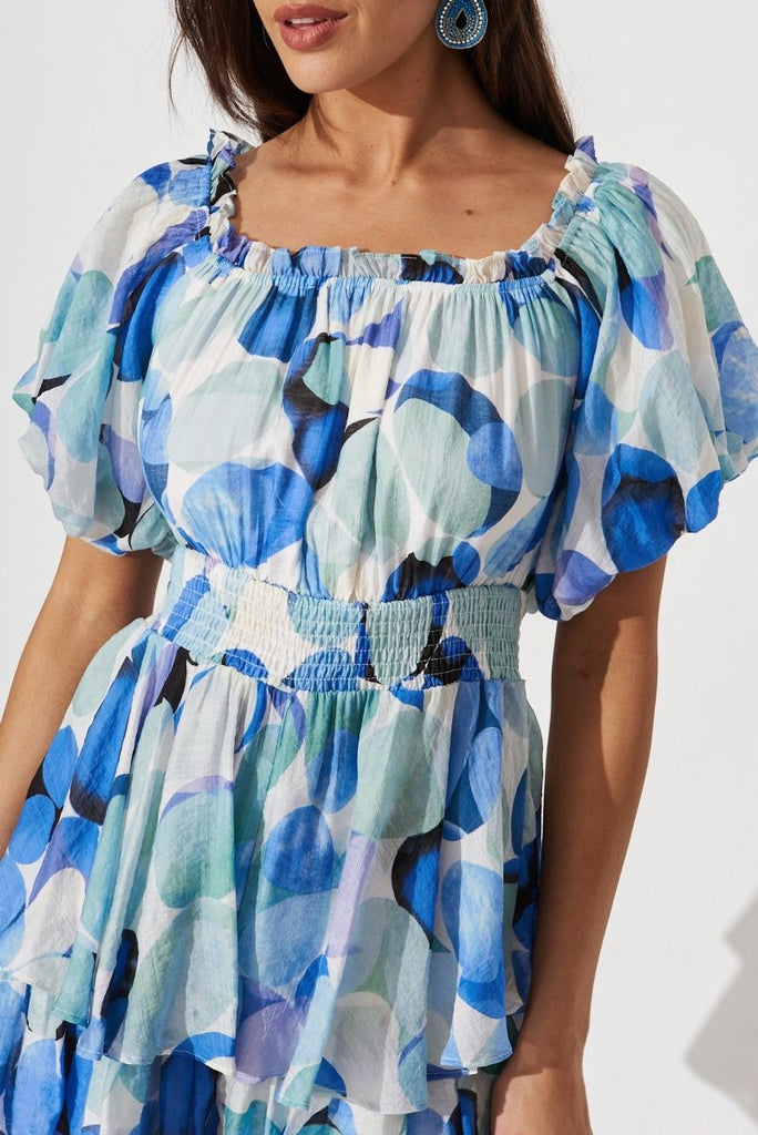 Bruny Playsuit In White With Blue Multi - St Frock (Dev)