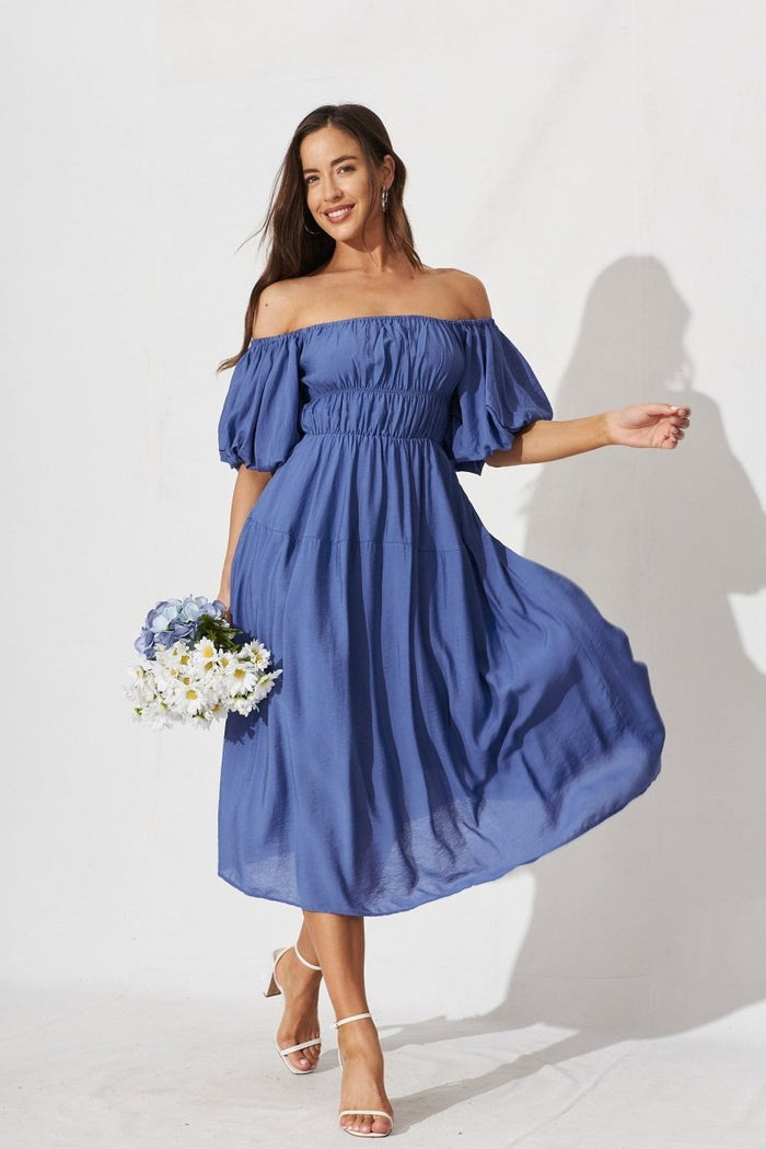 Charlotta Midi Dress In Blue - St Frock (Dev)