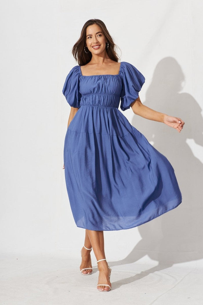 Charlotta Midi Dress In Blue - St Frock (Dev)