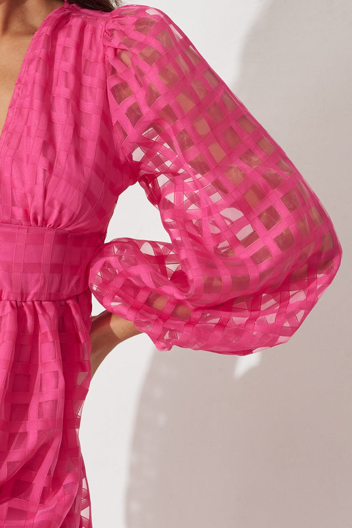 Destine Midi Dress In Pink Organza - detail