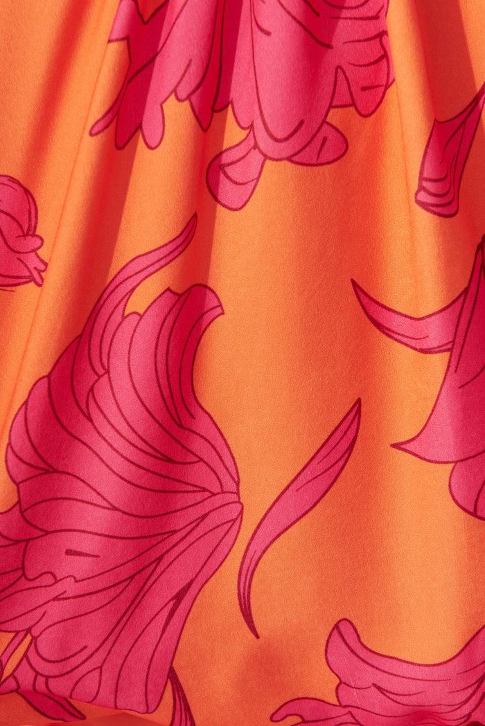 Alexiah Midi Dress In Coral With Pink Floral - fabric