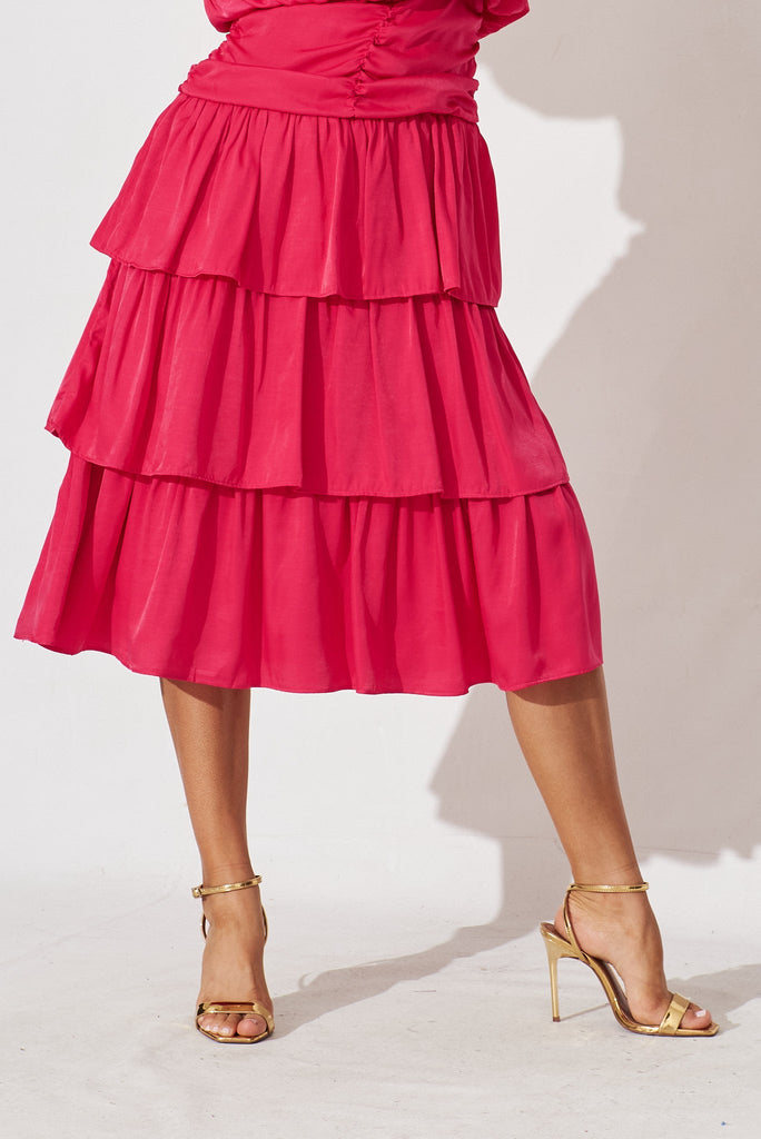 Alexiah Midi Dress In Hot Pink - detail