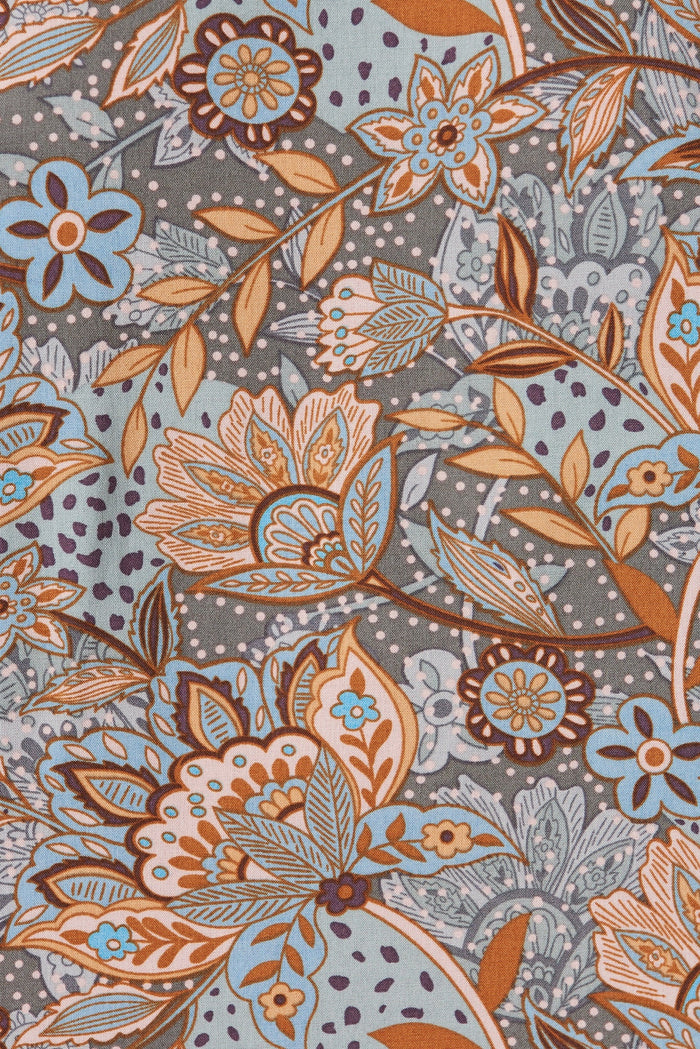 Windbreaker Top In Blue With Apricot Print - fabric
