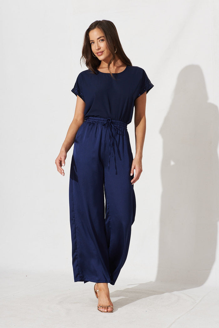 Nevaya Top In Navy Sequin - full length