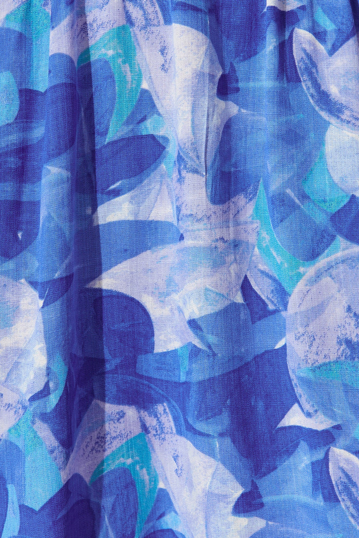 Sharlin Dress In Blue Geometric Floral - fabric