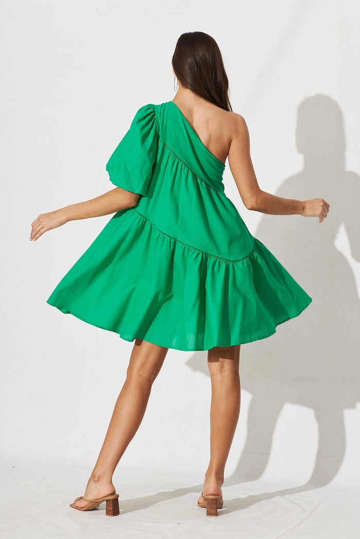 Juniper Dress In Green Linen Blend - back