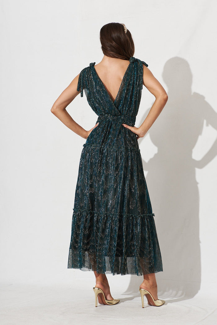 Annetta Maxi Dress In Emerald Lurex - St Frock (Dev)