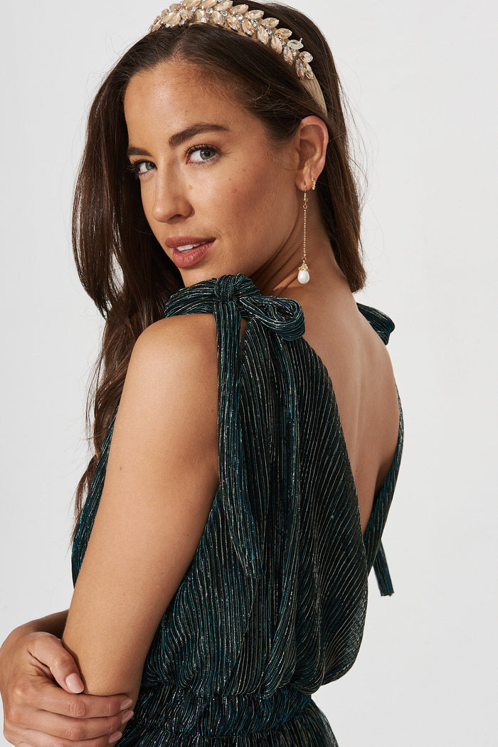 Annetta Maxi Dress In Emerald Lurex - St Frock (Dev)
