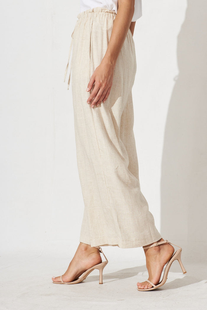 Marley Pant In Beige Linen Blend - side