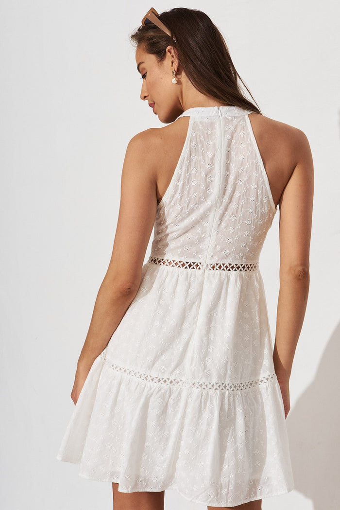 Jessely Dress In White Broderie - back